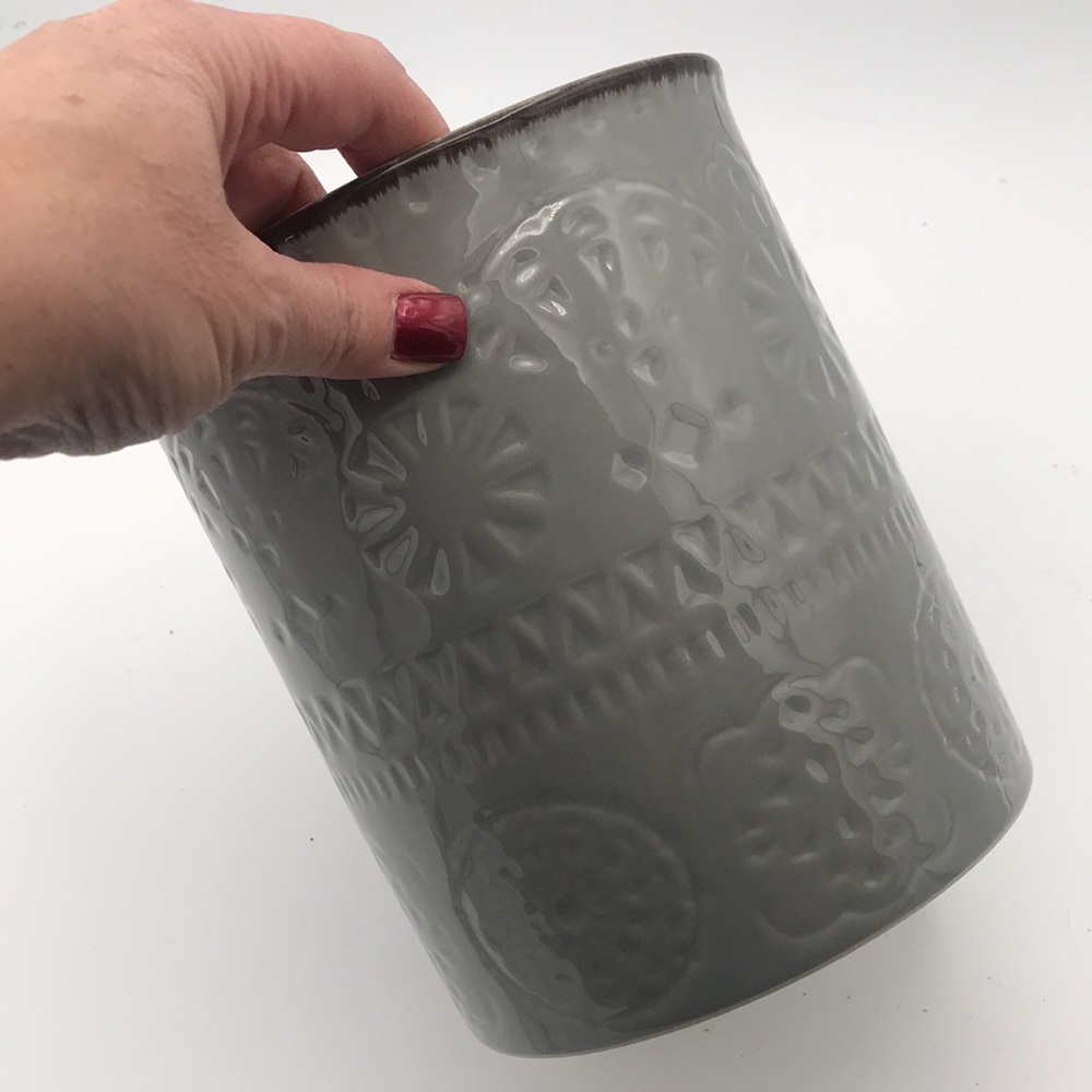 Dowan Grey Ceramic Porcelain Mandala Kitchen Utensil‎ Holder/Wine Chiller - Picture 3 of 8